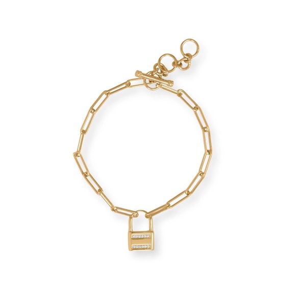 Poppy Collection Jewelry - 💫 14 Karat Gold Plated CZ Lock Toggle Bracelet